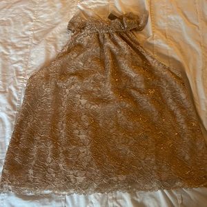 Beige/gold lace halter top